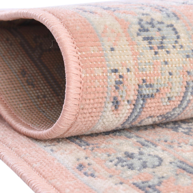 Powder Pink 8' x 8' Whitney Square Area Rug Classic Vintage Distressed Look Traditional Persian Inspired Carpet for Home Decor for Sale at Rug Engine