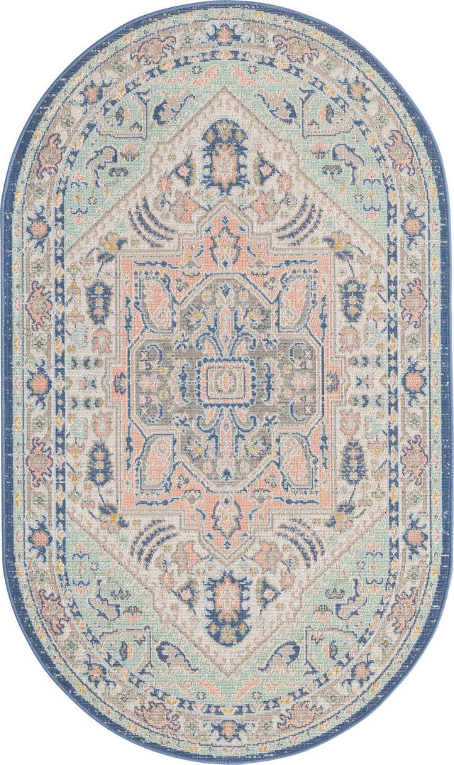 Multicolor 3' x 5' 3 Whitney Oval Area Rug Classic Vintage Distressed Look Traditional Persian Inspired Carpet for Home Decor for Sale at Rug Engine