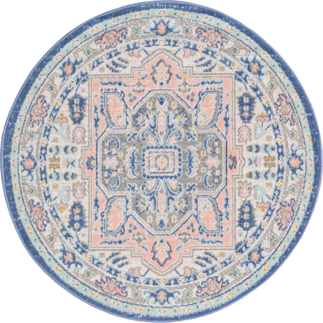 Multicolor 3' 3 x 3' 3 Whitney Round Area Rug Classic Vintage Distressed Look Traditional Persian Inspired Carpet for Home Decor for Sale at Rug Engine