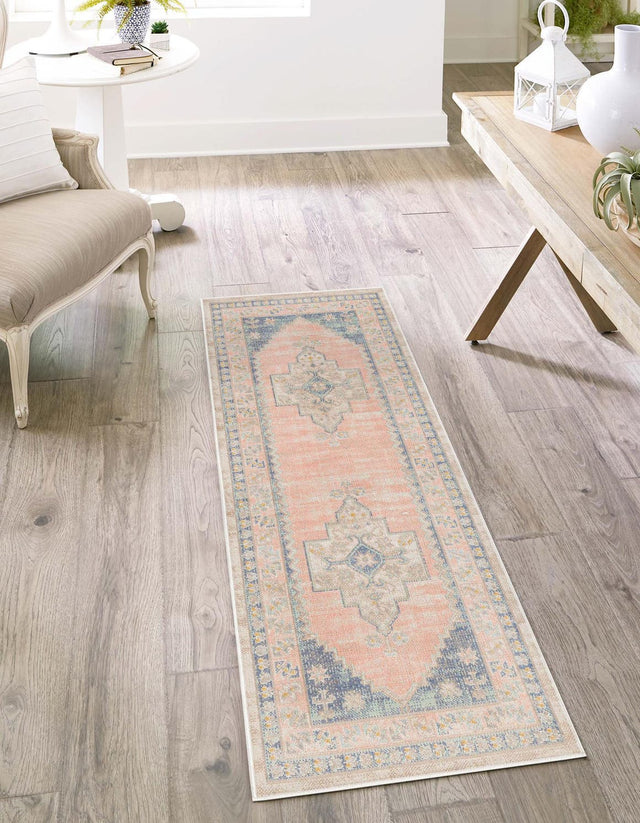 French Blue 2' x 6' Whitney Runner Area Rug Classic Vintage Distressed Look Traditional Persian Inspired Carpet for Home Decor for Sale at Rug Engine
