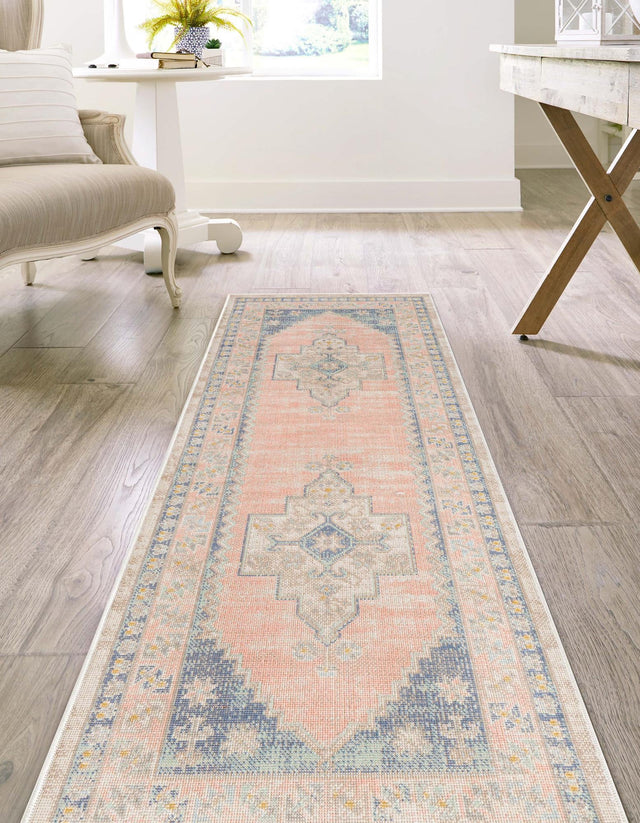 French Blue 2' x 6' Whitney Runner Area Rug Classic Vintage Distressed Look Traditional Persian Inspired Carpet for Home Decor for Sale at Rug Engine