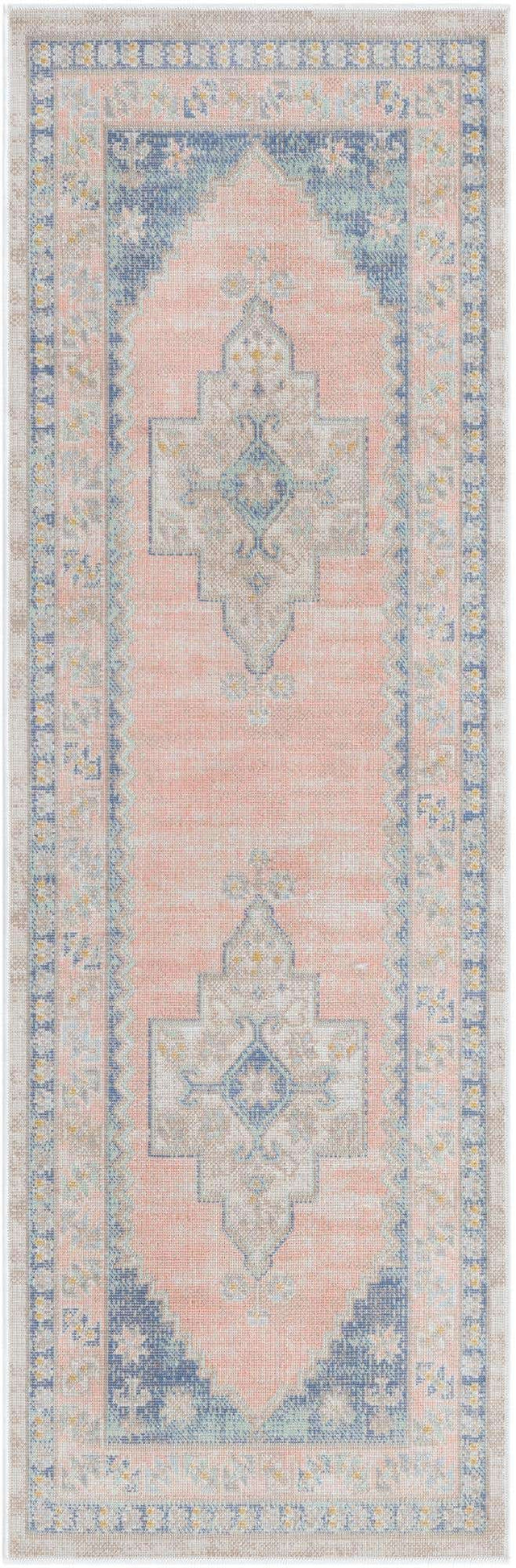 French Blue 2' x 6' Whitney Runner Area Rug Classic Vintage Distressed Look Traditional Persian Inspired Carpet for Home Decor for Sale at Rug Engine