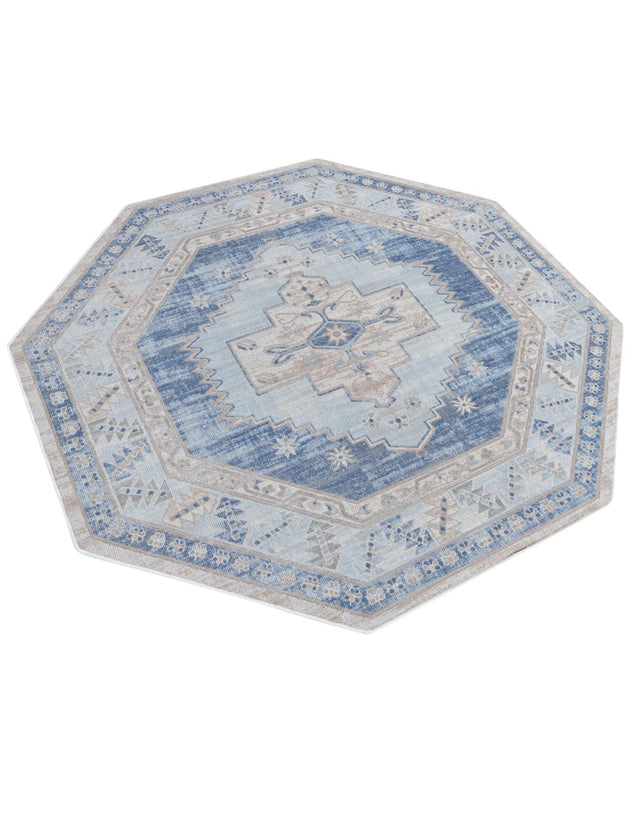 Sky blue 7' x 7' Whitney Octagon Area Rug