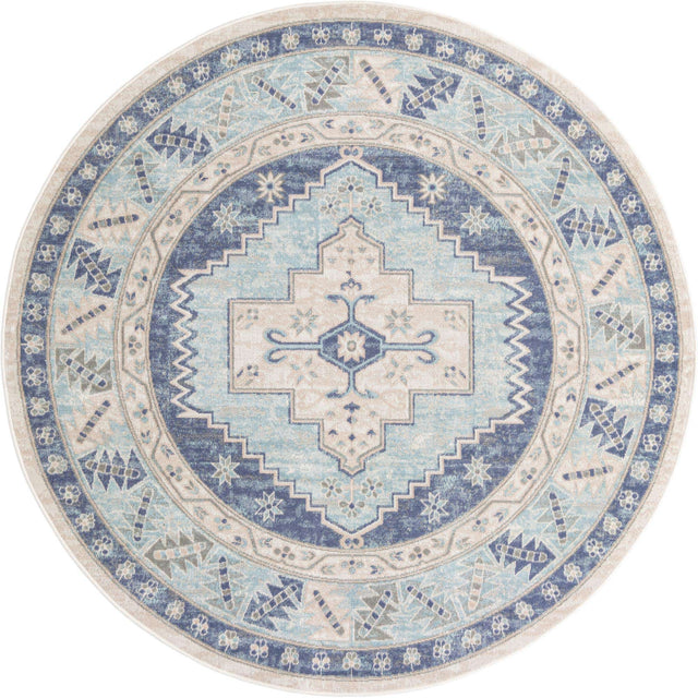 Sky blue 7' x 7' Whitney Round Area Rug