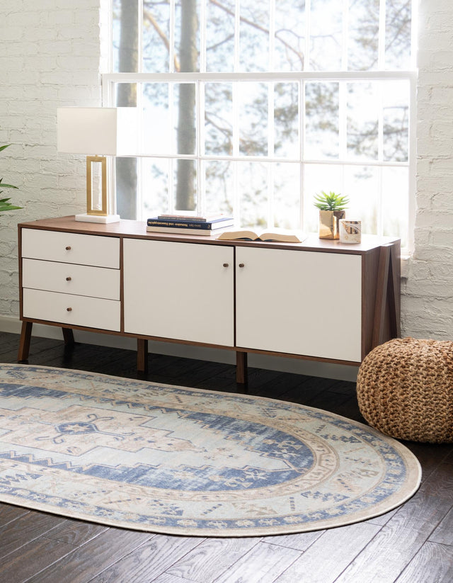 Sky blue 4' 1 x 6' 1 Whitney Oval Area Rug