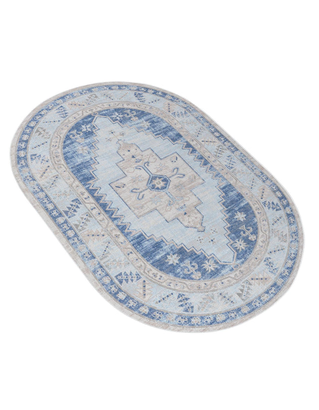 Sky blue 5' x 8' Whitney Oval Area Rug