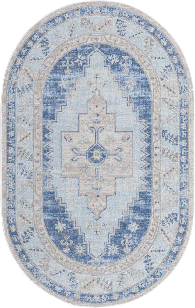 Sky blue 5' x 8' Whitney Oval Area Rug
