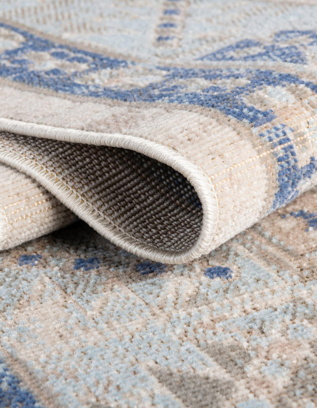 Sky blue 7' 10 x 7' 10 Whitney Round Area Rug Classic Vintage Distressed Look Traditional Persian Inspired Carpet for Home Decor for Sale at Rug Engine