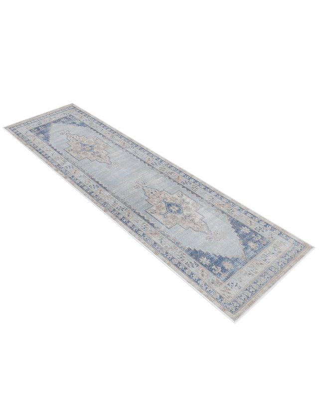 Sky blue 2' x 6' Whitney Runner Area Rug Classic Vintage Distressed Look Traditional Persian Inspired Carpet for Home Decor for Sale at Rug Engine