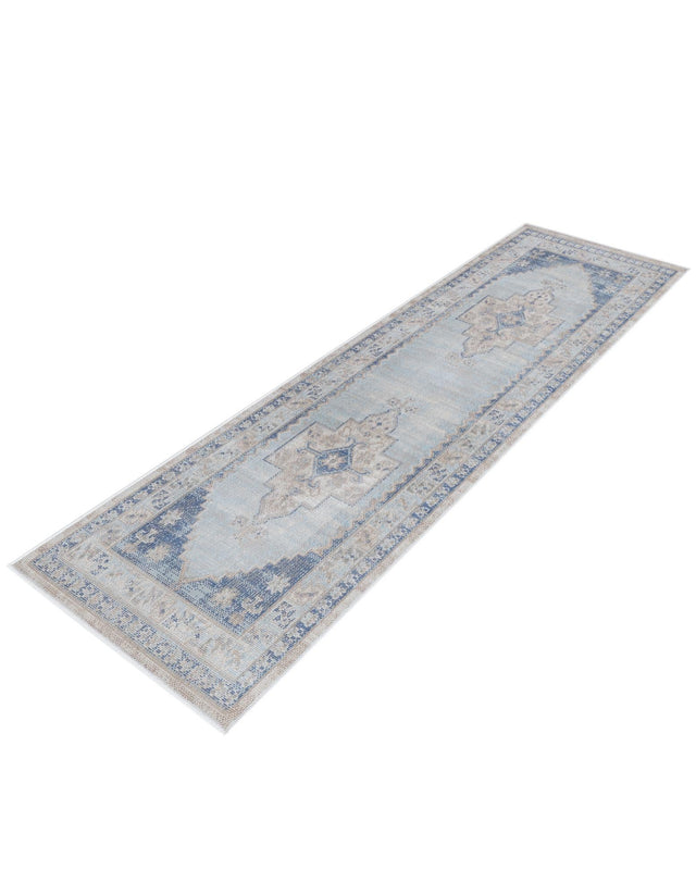 Sky blue 2' x 6' Whitney Runner Area Rug Classic Vintage Distressed Look Traditional Persian Inspired Carpet for Home Decor for Sale at Rug Engine