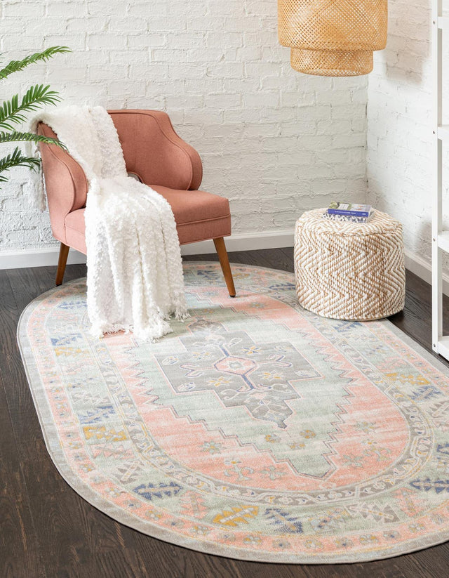 Pink 4' 1 x 6' 1 Whitney Oval Area Rug