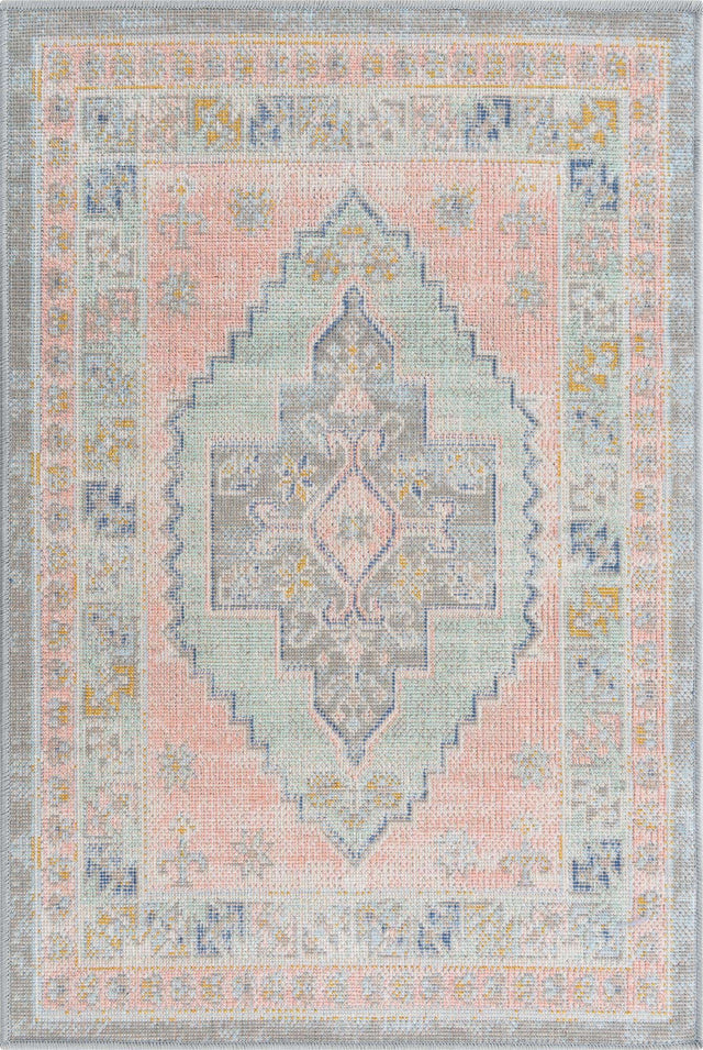 Pink 2' 2 x 3' Whitney Rectangle Area Rug Classic Vintage Distressed Look Traditional Persian Inspired Carpet for Home Decor for Sale at Rug Engine