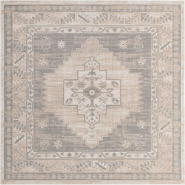 Mink 8' x 8' Whitney Square Area Rug Classic Vintage Distressed Look Traditional Persian Inspired Carpet for Home Decor for Sale at Rug Engine