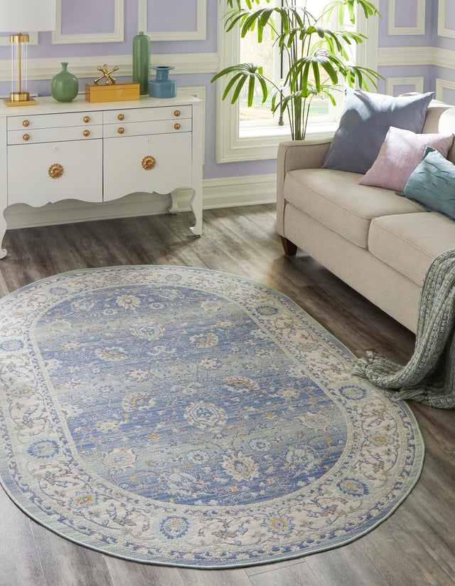 French Blue 5' x 8' Whitney Oval Area Rug