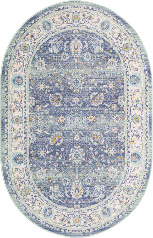French Blue 5' x 8' Whitney Oval Area Rug