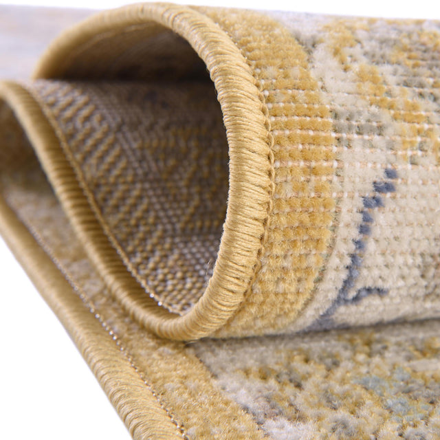 Tuscan Yellow 8' x 8' Whitney Square Area Rug Classic Vintage Distressed Look Traditional Persian Inspired Carpet for Home Decor for Sale at Rug Engine