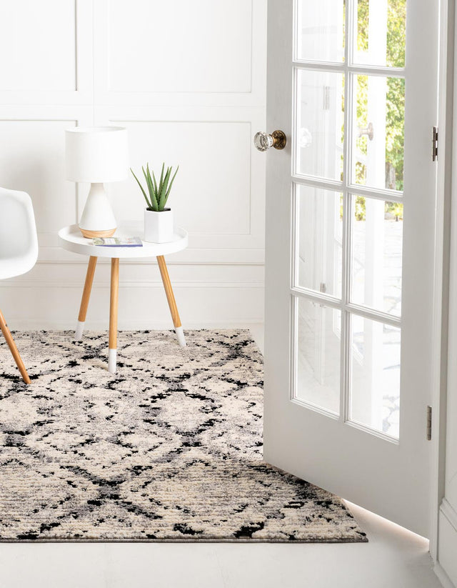Ivory 6' x 6' Tucson Square Area Rug 100% Polyester Unique Modern Carpet for Dining Rooms, Living Room, Bedrooms, Office Space for Sale at Rug Engine