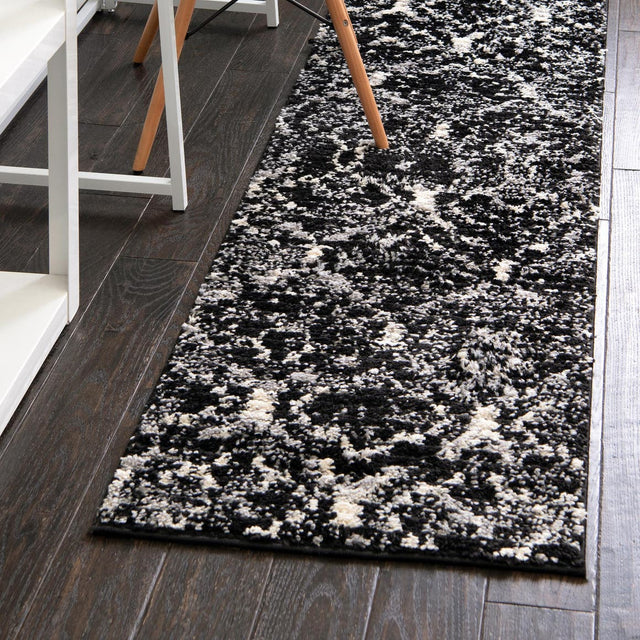 Black 2' x 6' Tucson Runner Area Rug 100% Polyester Unique Modern Carpet for Dining Rooms, Living Room, Bedrooms, Office Space for Sale at Rug Engine