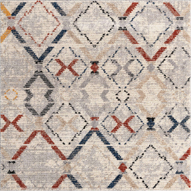 Multicolor 8' x 8' Tucson Square Area Rug 100% Polyester Unique Modern Carpet for Dining Rooms, Living Room, Bedrooms, Office Space for Sale at Rug Engine