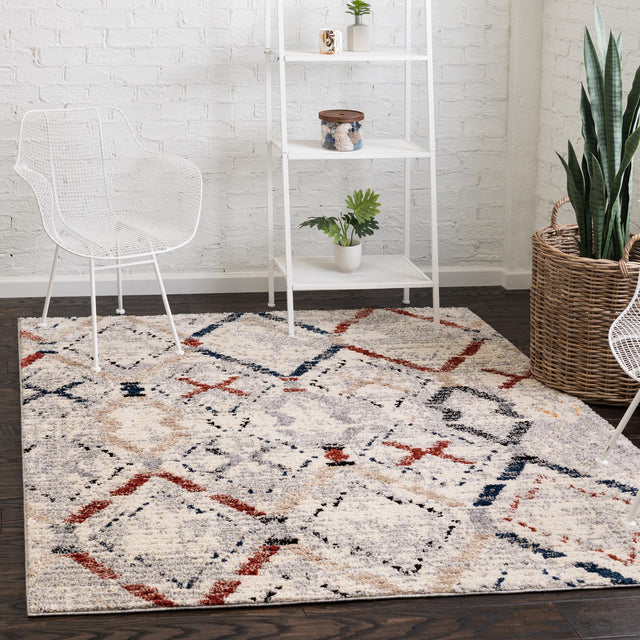 Multicolor 8' x 8' Tucson Square Area Rug 100% Polyester Unique Modern Carpet for Dining Rooms, Living Room, Bedrooms, Office Space for Sale at Rug Engine