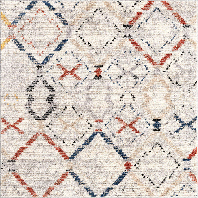 Multicolor 6' x 6' Tucson Square Area Rug 100% Polyester Unique Modern Carpet for Dining Rooms, Living Room, Bedrooms, Office Space for Sale at Rug Engine