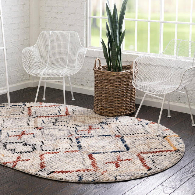 Multicolor 4' x 6' Tucson Oval Area Rug 100% Polyester Unique Modern Carpet for Dining Rooms, Living Room, Bedrooms, Office Space for Sale at Rug Engine