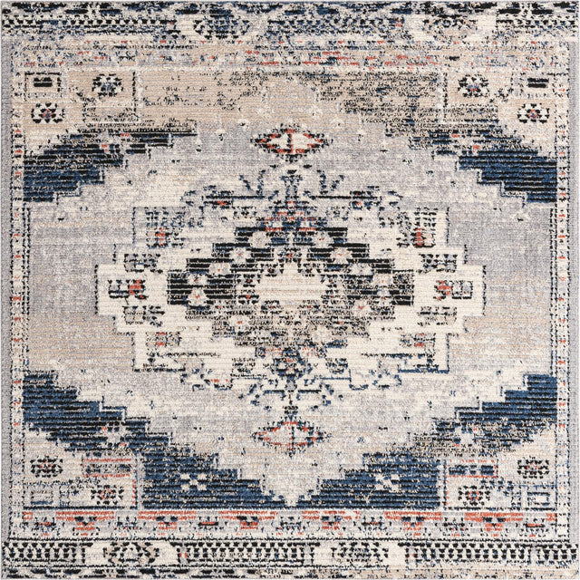 Gray 8' x 8' Tucson Square Area Rug 100% Polyester Unique Modern Carpet for Dining Rooms, Living Room, Bedrooms, Office Space for Sale at Rug Engine