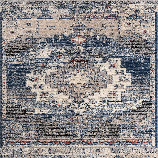 Blue 8' x 8' Tucson Square Area Rug 100% Polyester Unique Modern Carpet for Dining Rooms, Living Room, Bedrooms, Office Space for Sale at Rug Engine