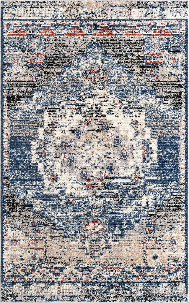 Blue 5' x 8' Tucson Rectangle Area Rug 100% Polyester Unique Modern Carpet for Dining Rooms, Living Room, Bedrooms, Office Space for Sale at Rug Engine