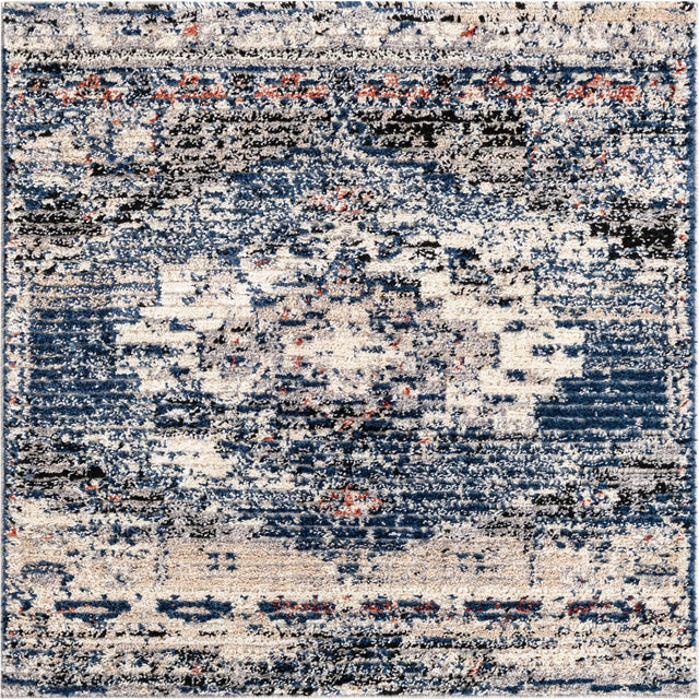 Blue 4' x 4' Tucson Square Area Rug 100% Polyester Unique Modern Carpet for Dining Rooms, Living Room, Bedrooms, Office Space for Sale at Rug Engine