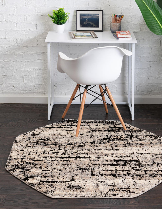 Gray 4' x 4' Tucson Octagon Area Rug 100% Polyester Unique Modern Carpet for Dining Rooms, Living Room, Bedrooms, Office Space for Sale at Rug Engine