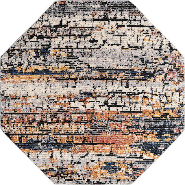 Multicolor 7' x 7' Tucson Octagon Area Rug 100% Polyester Unique Modern Carpet for Dining Rooms, Living Room, Bedrooms, Office Space for Sale at Rug Engine