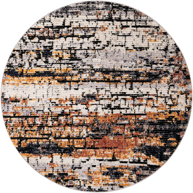 Multicolor 7' x 7' Tucson Round Area Rug 100% Polyester Unique Modern Carpet for Dining Rooms, Living Room, Bedrooms, Office Space for Sale at Rug Engine