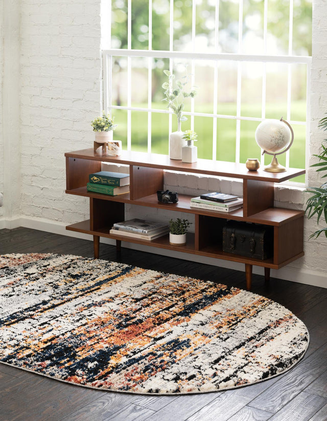 Multicolor 5' x 8' Tucson Oval Area Rug 100% Polyester Unique Modern Carpet for Dining Rooms, Living Room, Bedrooms, Office Space for Sale at Rug Engine