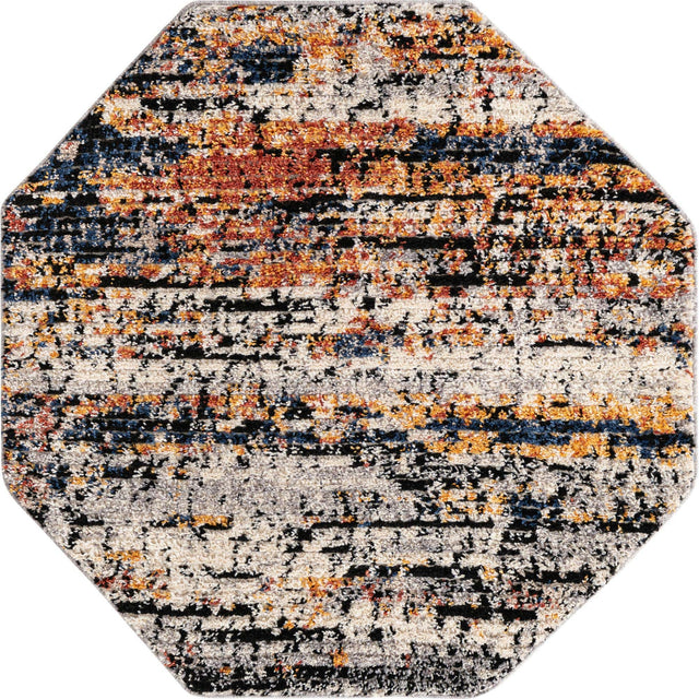 Multicolor 4' x 4' Tucson Octagon Area Rug 100% Polyester Unique Modern Carpet for Dining Rooms, Living Room, Bedrooms, Office Space for Sale at Rug Engine