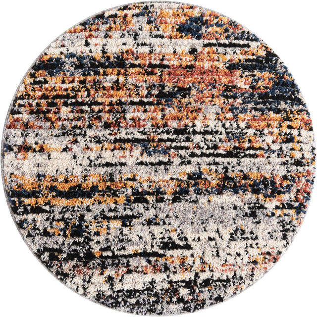Multicolor 3' x 3' Tucson Round Area Rug 100% Polyester Unique Modern Carpet for Dining Rooms, Living Room, Bedrooms, Office Space for Sale at Rug Engine