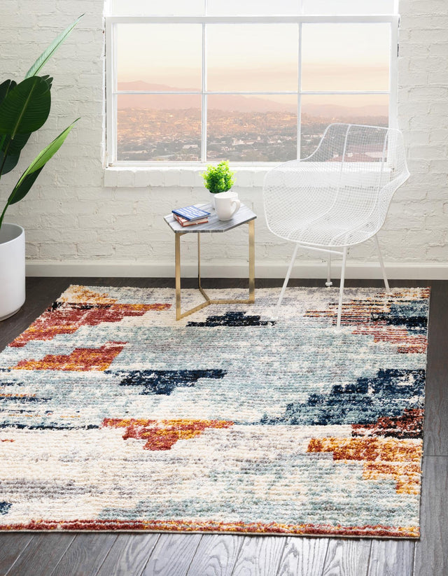 Multicolor 8' x 8' Tucson Square Area Rug 100% Polyester Unique Modern Carpet for Dining Rooms, Living Room, Bedrooms, Office Space for Sale at Rug Engine