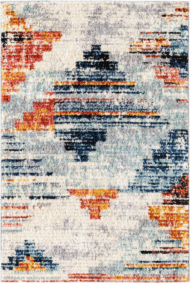 Multicolor 4' x 6' Tucson Rectangle Area Rug 100% Polyester Unique Modern Carpet for Dining Rooms, Living Room, Bedrooms, Office Space for Sale at Rug Engine