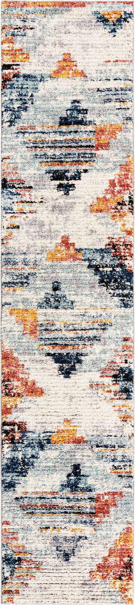 Multicolor 2' 7 x 12' Tucson Runner Area Rug 100% Polyester Unique Modern Carpet for Dining Rooms, Living Room, Bedrooms, Office Space for Sale at Rug Engine