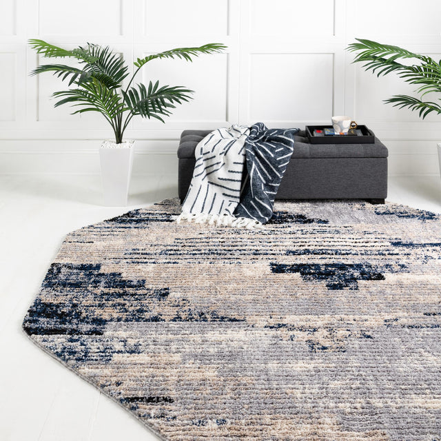 Gray 7' x 7' Tucson Octagon Area Rug 100% Polyester Unique Modern Carpet for Dining Rooms, Living Room, Bedrooms, Office Space for Sale at Rug Engine