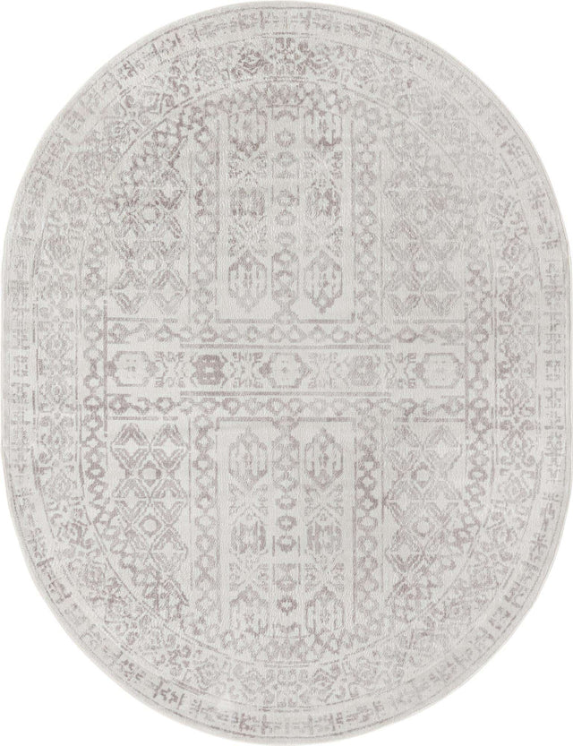 Cream 8' x 10' Oxford Oval Area Rug Traditional Design 100% Polypropylene Carpet for Living Room, Bedrooms, Dining, Office for Sale at Rug Engine