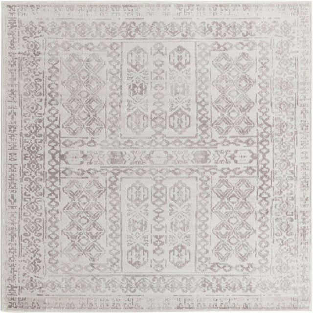Cream 7' 10 x 7' 10 Oxford Square Area Rug Traditional Design 100% Polypropylene Carpet for Living Room, Bedrooms, Dining, Office for Sale at Rug Engine