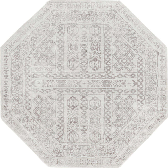 Cream 7' 1 x 7' 1 Oxford Octagon Area Rug Traditional Design 100% Polypropylene Carpet for Living Room, Bedrooms, Dining, Office for Sale at Rug Engine
