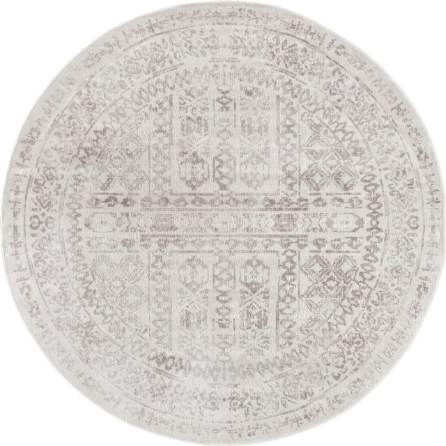 Cream 7' 1 x 7' 1 Oxford Round Area Rug Traditional Design 100% Polypropylene Carpet for Living Room, Bedrooms, Dining, Office for Sale at Rug Engine