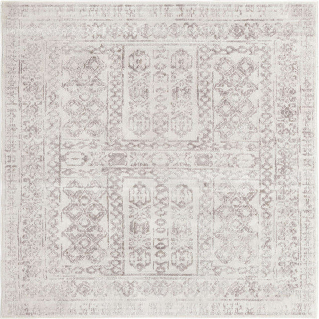 Cream 6' x 6' Oxford Square Area Rug Traditional Design 100% Polypropylene Carpet for Living Room, Bedrooms, Dining, Office for Sale at Rug Engine