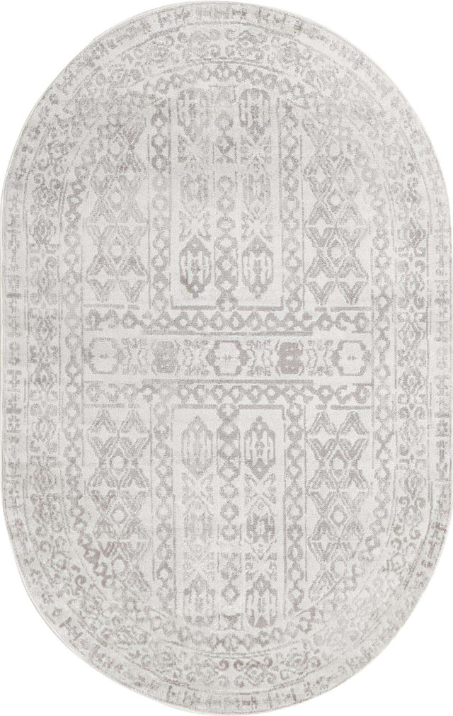 Cream 5' x 8' Oxford Oval Area Rug Traditional Design 100% Polypropylene Carpet for Living Room, Bedrooms, Dining, Office for Sale at Rug Engine