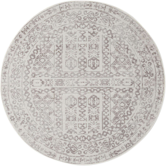 Cream 5' x 5' Oxford Round Area Rug Traditional Design 100% Polypropylene Carpet for Living Room, Bedrooms, Dining, Office for Sale at Rug Engine
