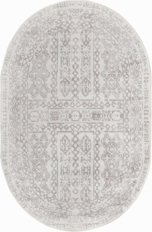 Cream 4' 1 x 6' 1 Oxford Oval Area Rug Traditional Design 100% Polypropylene Carpet for Living Room, Bedrooms, Dining, Office for Sale at Rug Engine