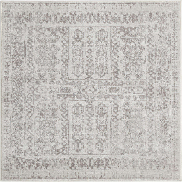 Cream 4' x 4' Oxford Square Area Rug Traditional Design 100% Polypropylene Carpet for Living Room, Bedrooms, Dining, Office for Sale at Rug Engine
