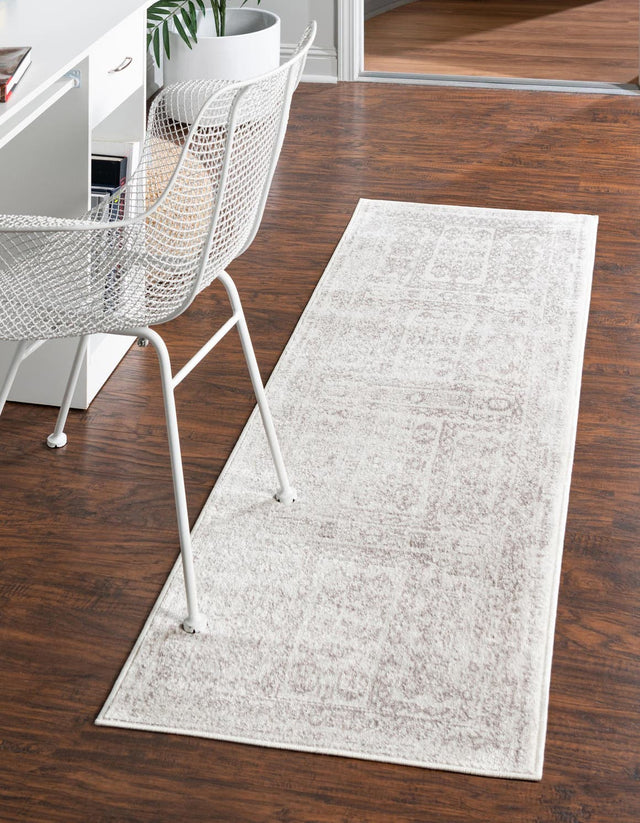 Cream 2' 7 x 12' Oxford Runner Area Rug Traditional Design 100% Polypropylene Carpet for Living Room, Bedrooms, Dining, Office for Sale at Rug Engine